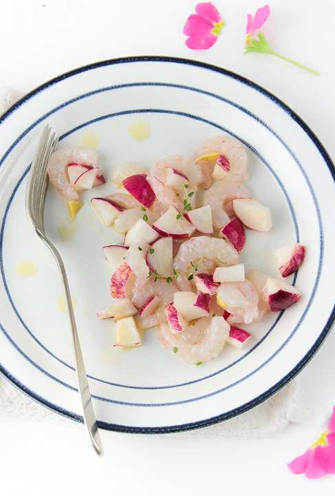 Tartare di gamberetti e ravanelli