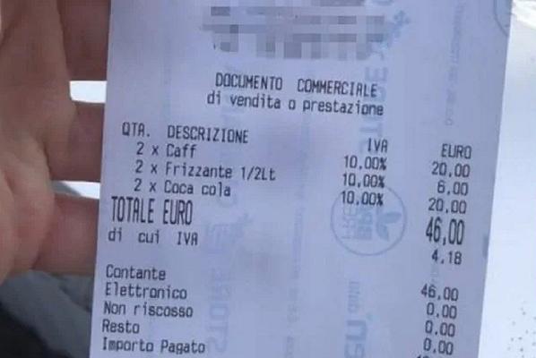 Positano: un caffè al bar 10 euro, lo scontrino diventa virale