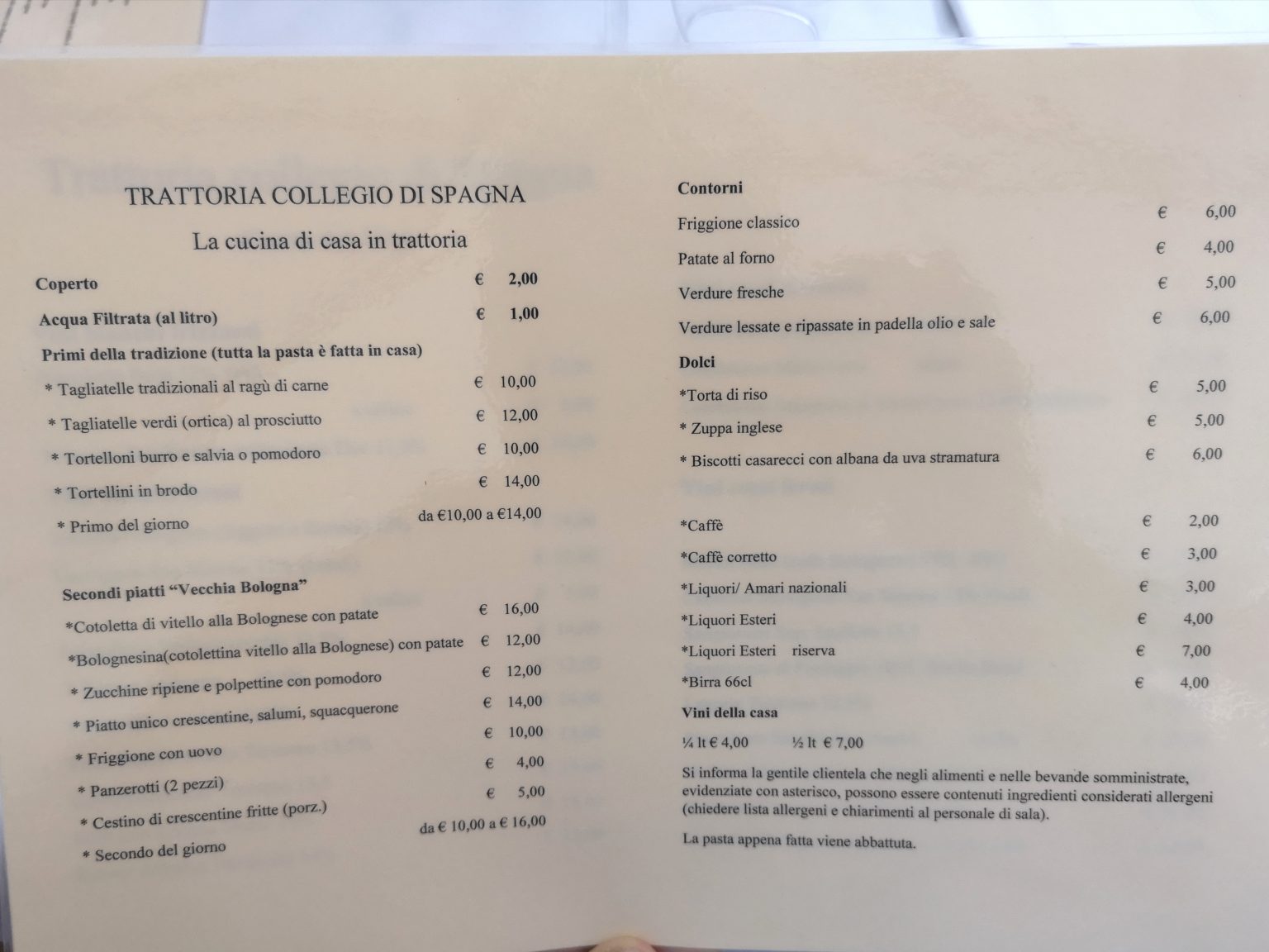 trattoria collegio di spagna bologna