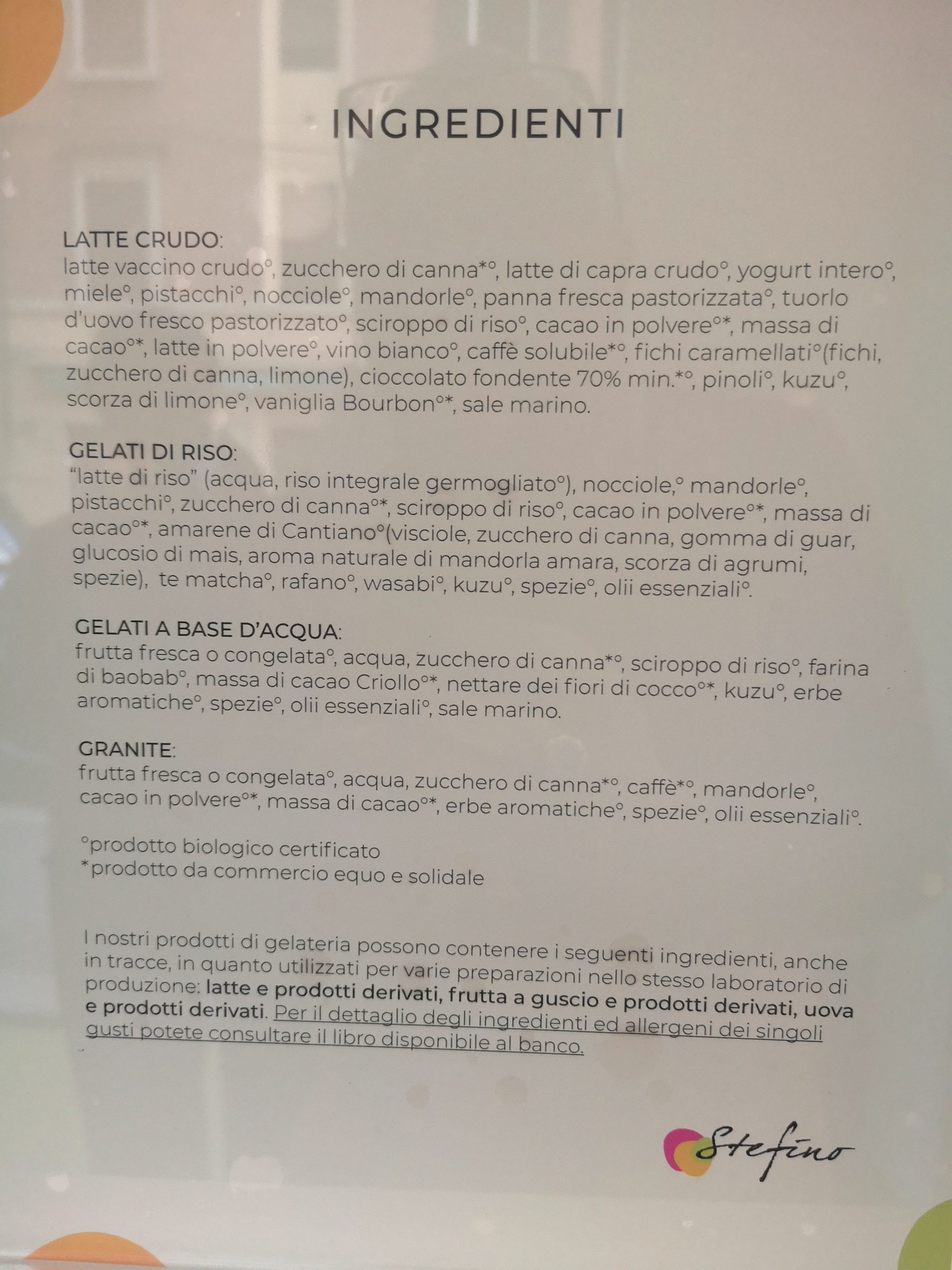 Stefino Gelato Biologico; Bologna