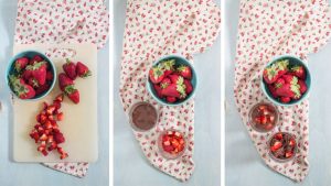 fragole a tocchi messe nei bicchierini con la crema