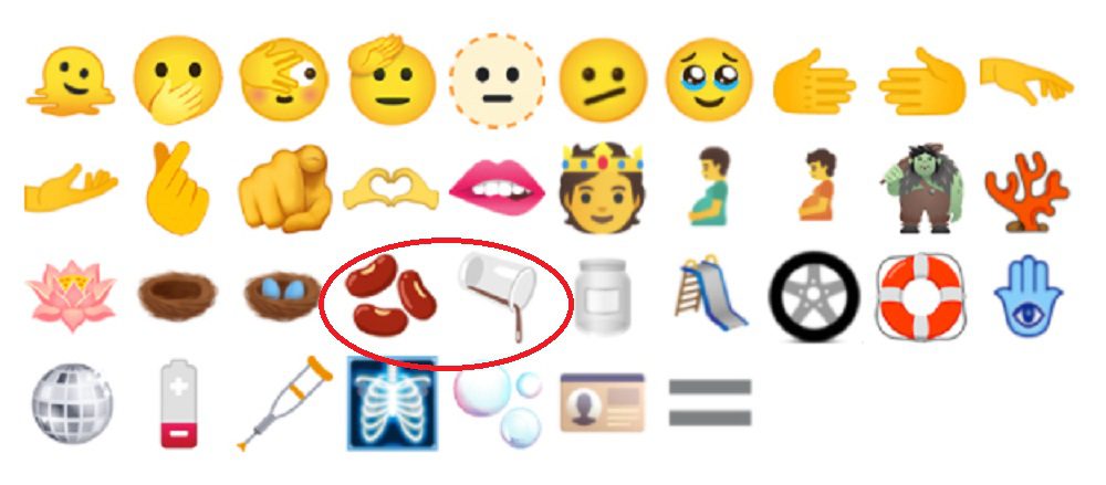 Nuove emoji Unicode: il bicchiere e i fagioli le novità a tema food