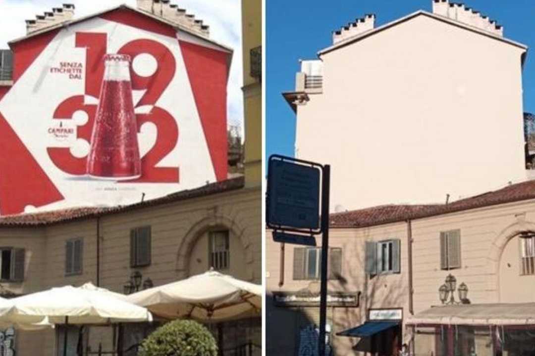 Torino, cancellato il murales Campari: sui social si fa ironia