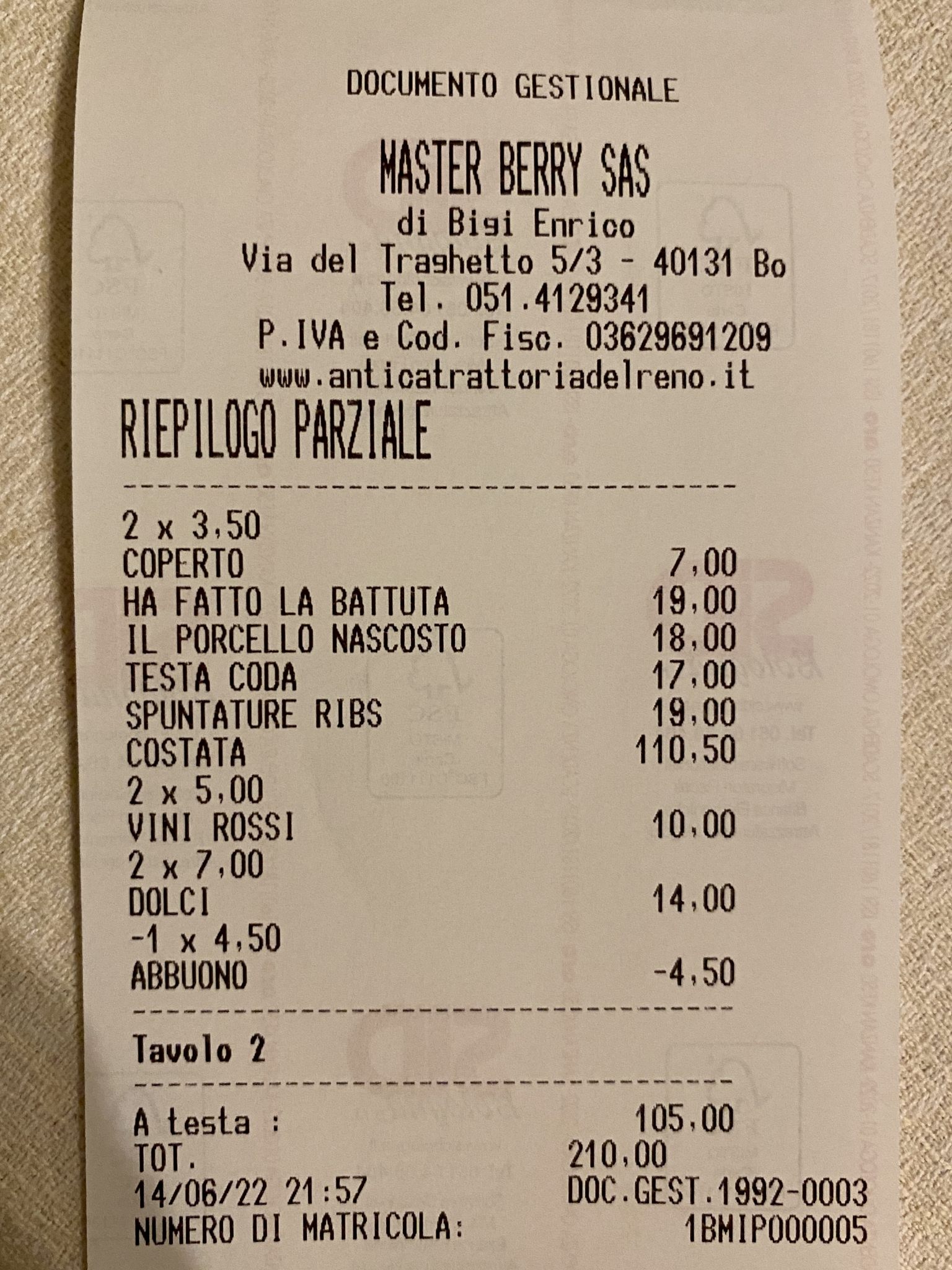 . Antica trattoria del Reno a Bologna