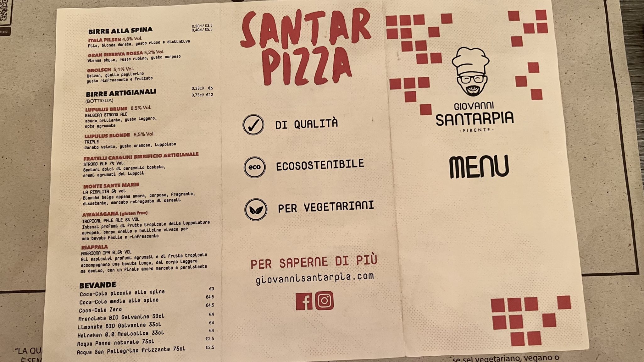 Menù beverage