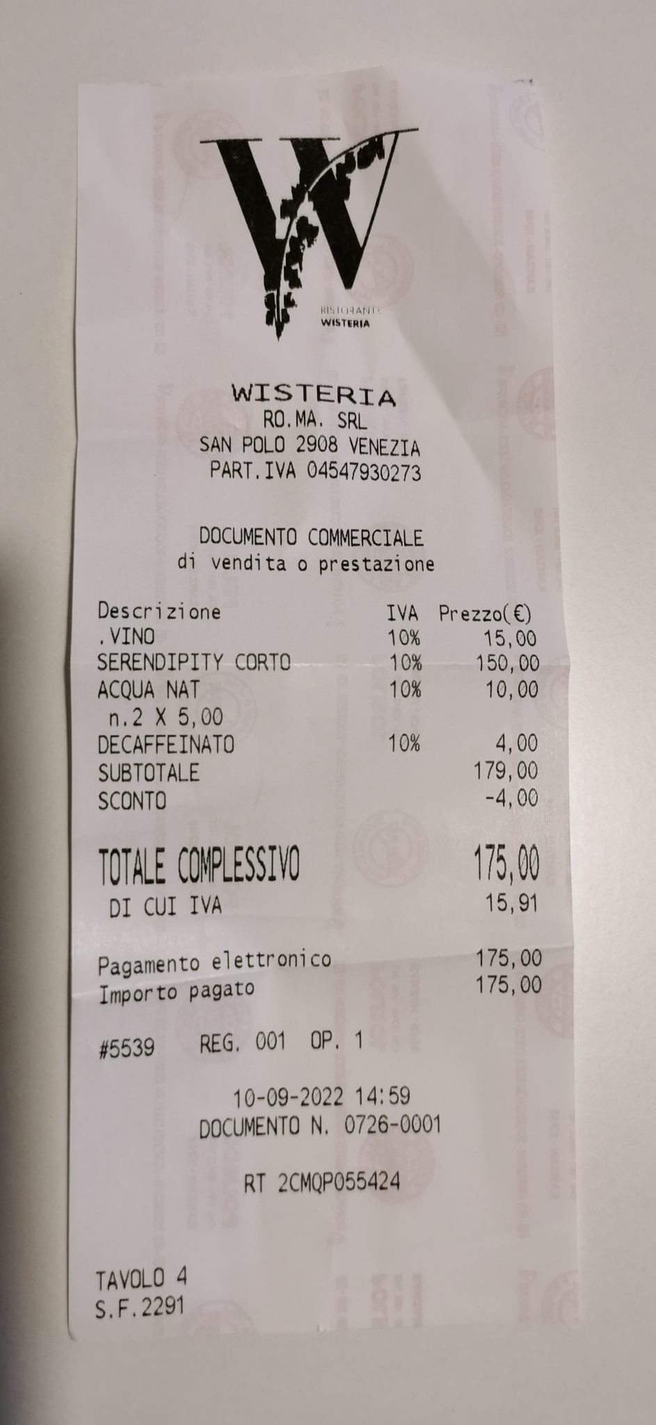 Scontrino Wisteria