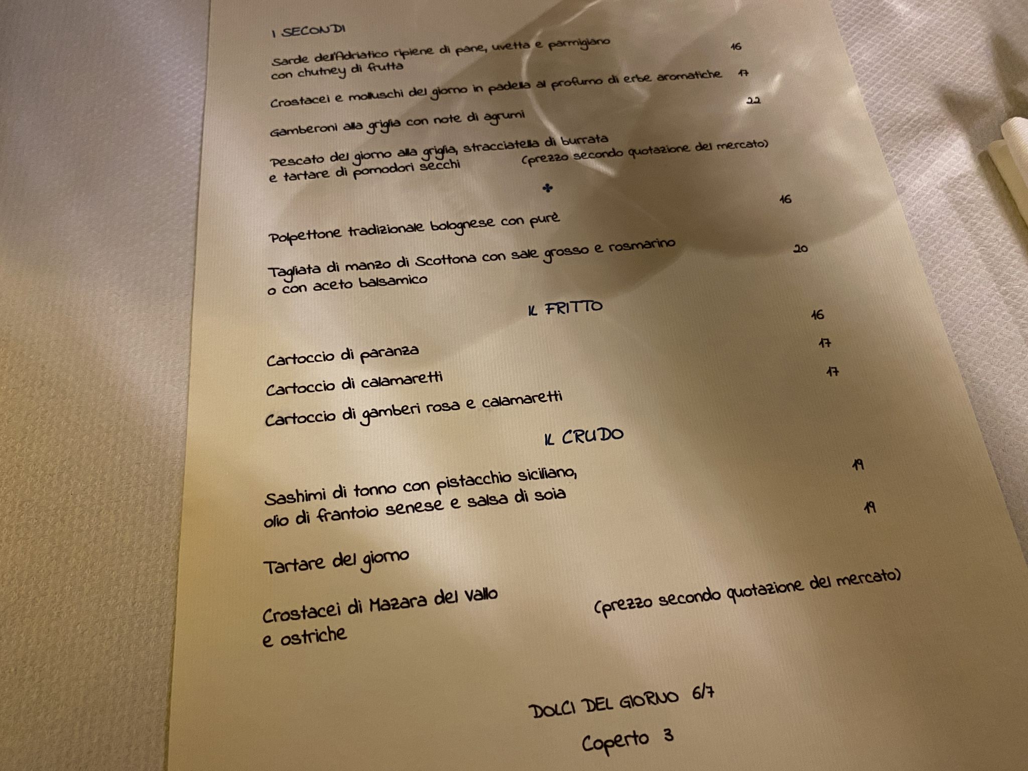 ristorante La Piazzetta , Bologna - menu