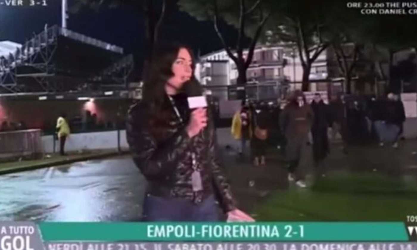 Greta Beccaglia davanti allo stadio dell'Empoli