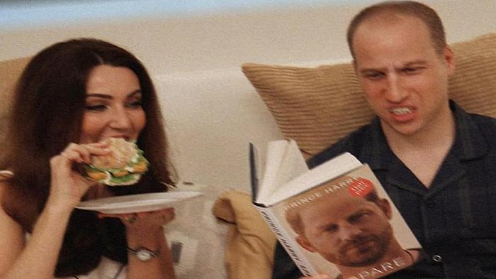 William e Kate leggono Spare a letto mangiando un hamburger? No, erano solo i sosia