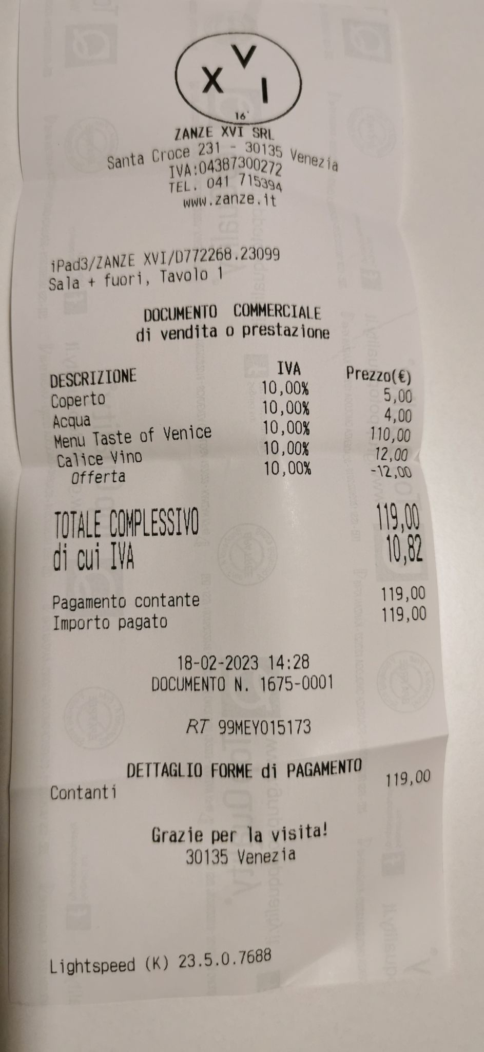 Scontrino Zanze