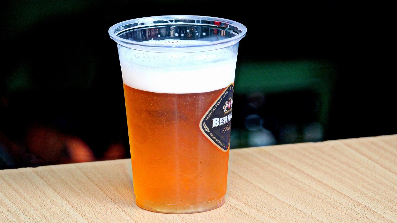 Birra, bicchiere di plastica