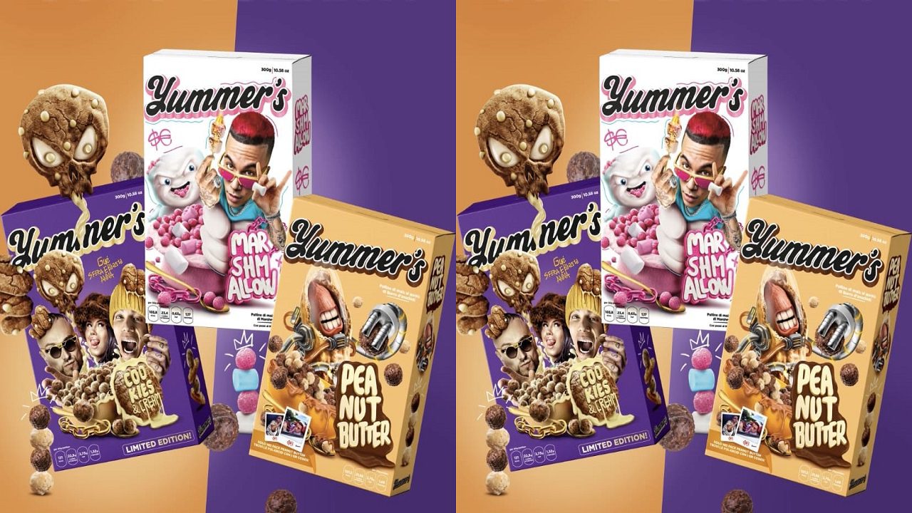 Sfera Ebbasta, Guè e Anna Pepe lanciano i cereali Cookies & Cream insieme a Yummer’s