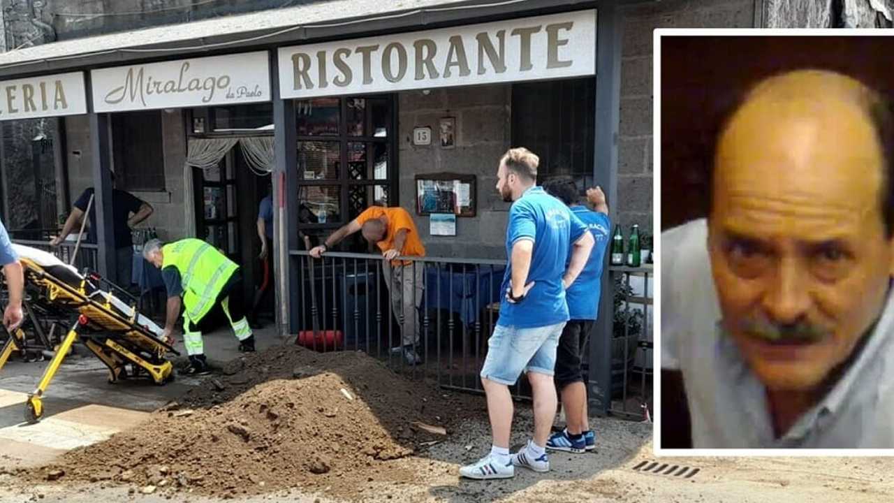 Montefiascone, il terrapieno frana su un ristorante: morto il titolare