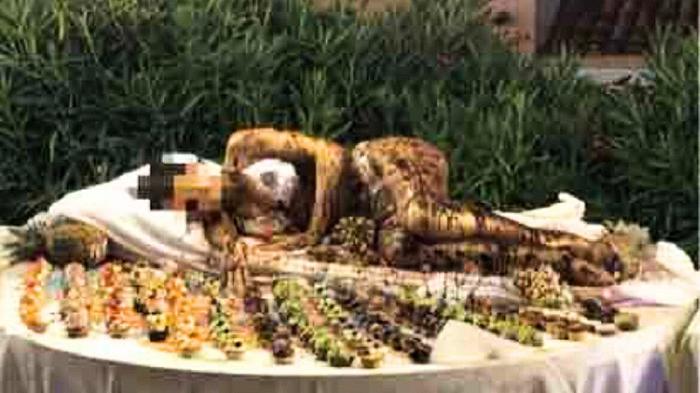 In un villaggio in Sardegna nel buffet dei dolci c’è anche una ragazza coperta di cioccolato