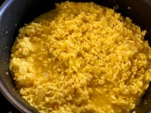 risotto alla monzese in cottura