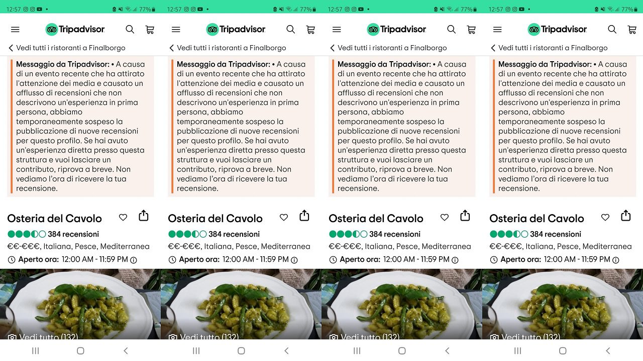 Tripadvisor sospende le recensioni all’Osteria del Cavolo dopo il piattino a 2 euro