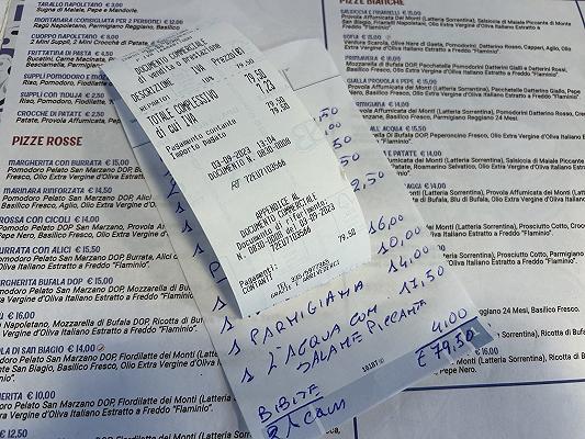 scontrino e distinta sofia pizza napoletana