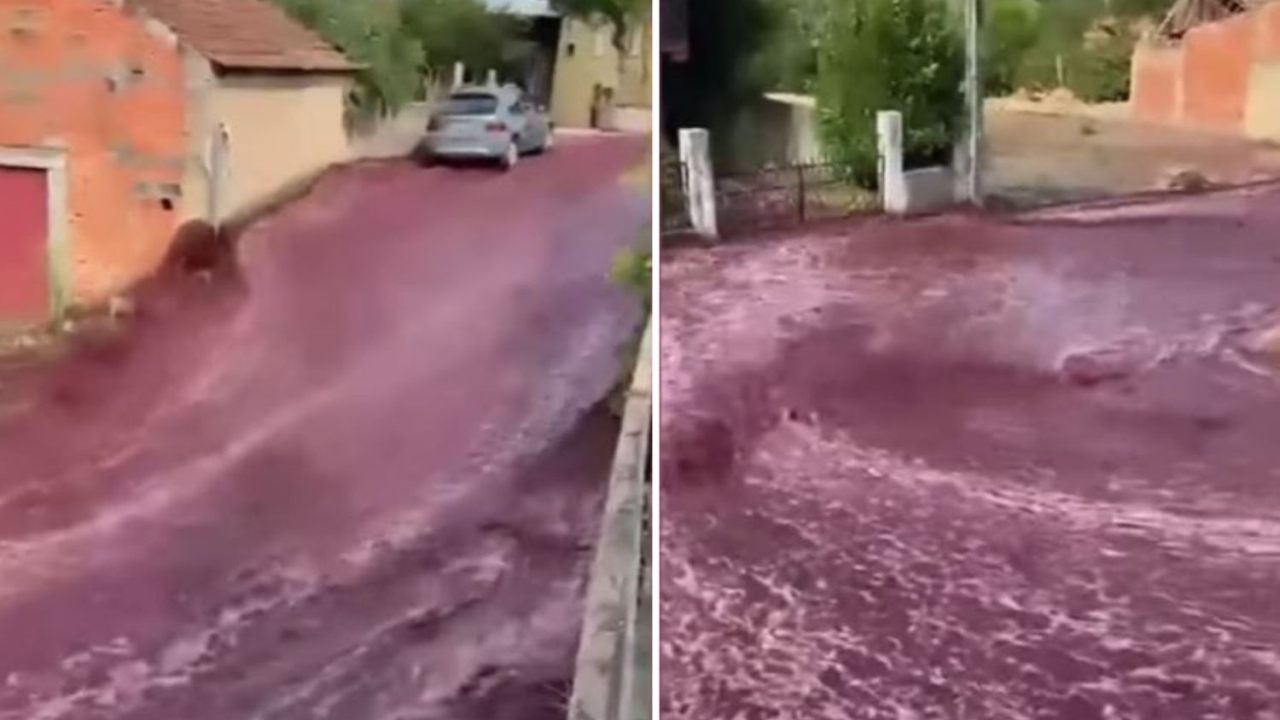 uma cidade foi invadida por dois milhões de litros de vermelho