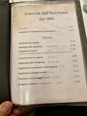 Trattoria Autotreno a Bologna - menu