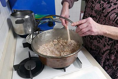 Portate a cottura con il brodo di fagioli