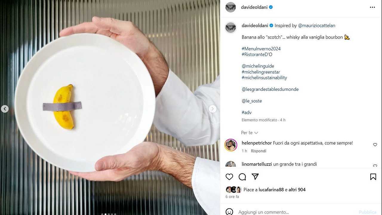 Davide Oldani dedica un piatto a Maurizio Cattelan, ma arriva secondo