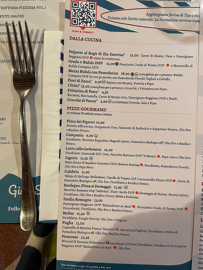 sorbillo padova menu