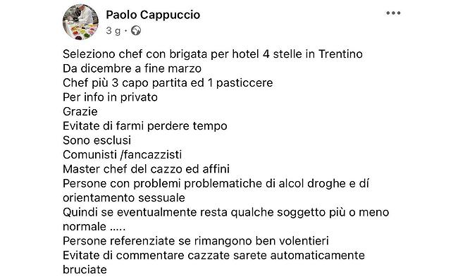 Paolo Cappuccio annuncio