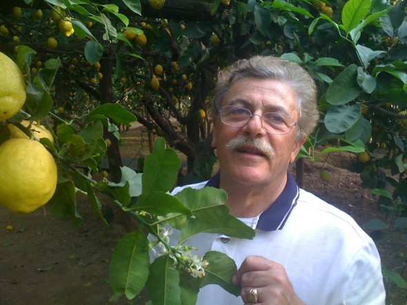 Alfonso Iaccarino nell'orto di famiglia a Punta Campanella