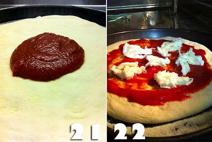 Stendere il pomodoro e la mozzarella
