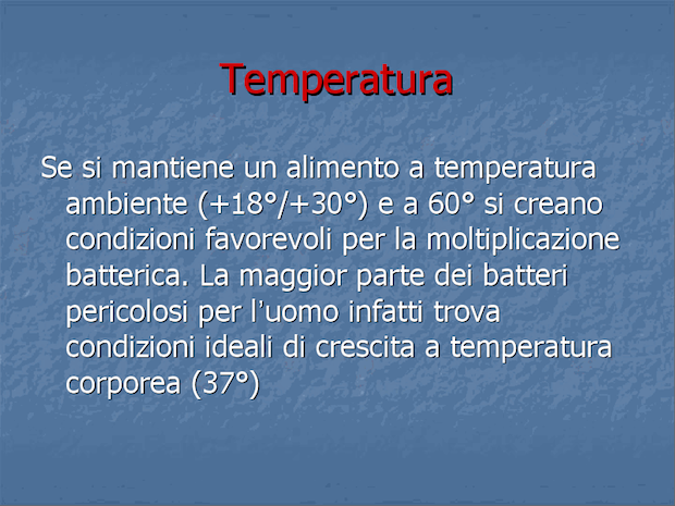 Temperatura degli alimenti