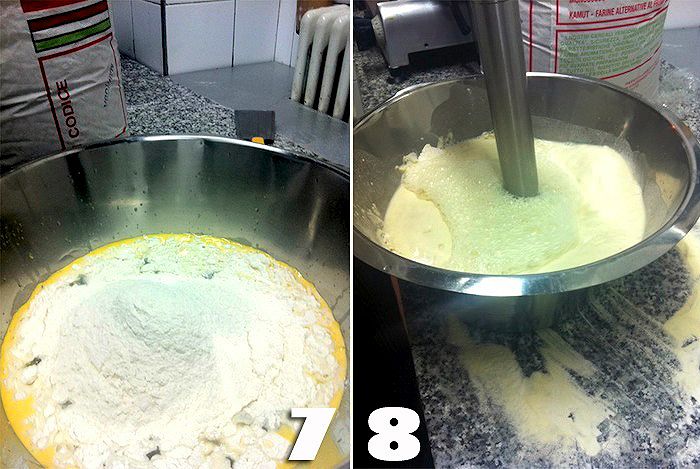 Dopo aver aggiunto la farina frullare con il frullatore a immersione