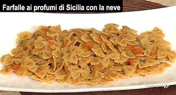 Farfalle ai profumi di Sicilia con la neve