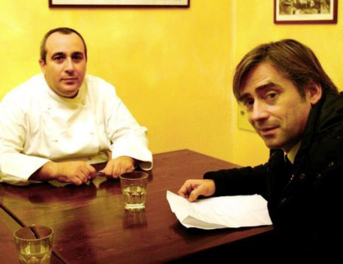 Andrea Pellizzari delle Iene e Marco Ricami, chef del ristorante Antica Lelia di Brescia