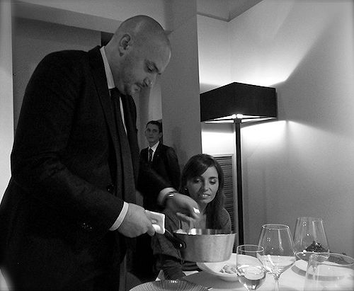 Beppe Palmieri e Marianna Vitale del ristorante Sud, mia commensale all'Osteria Francescana
