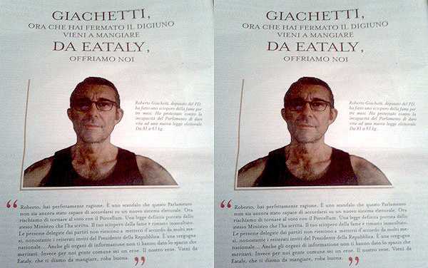 Roberto Giachetti: il posto migliore per finire uno sciopero della fame è Eataly