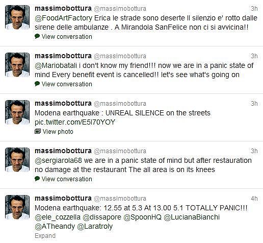 Massimo Bottura e il terremoto su twitter