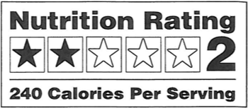 Opzione 3) Etichetta con voto alla quantità di calorie espresso in stelle 