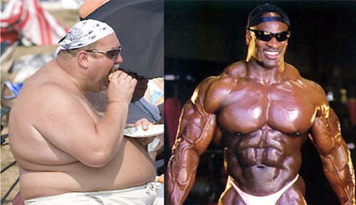 Un uomo sedentario, per così dire, e un body-builder