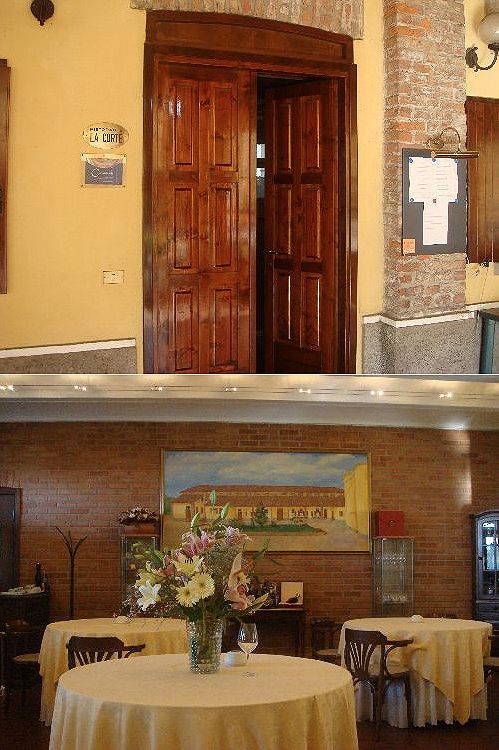 Esterno e interno del ristorante La Corte di Milano
