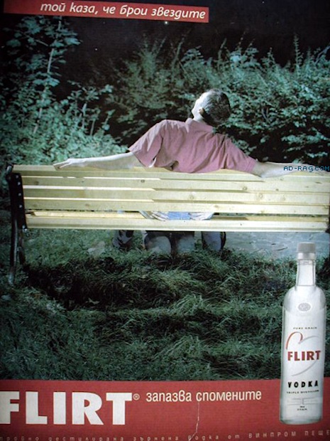 Manifesto pubblicitario della vodka Flirt