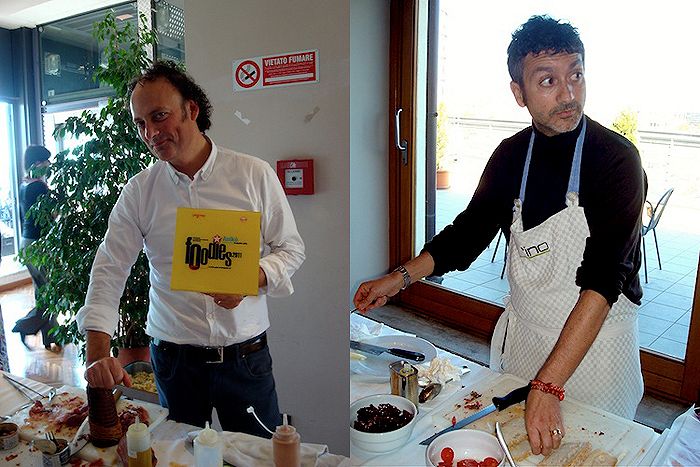 Moreno Cedroni e Alessandro Frassica, due dei premiati dalla guida dei Foodies