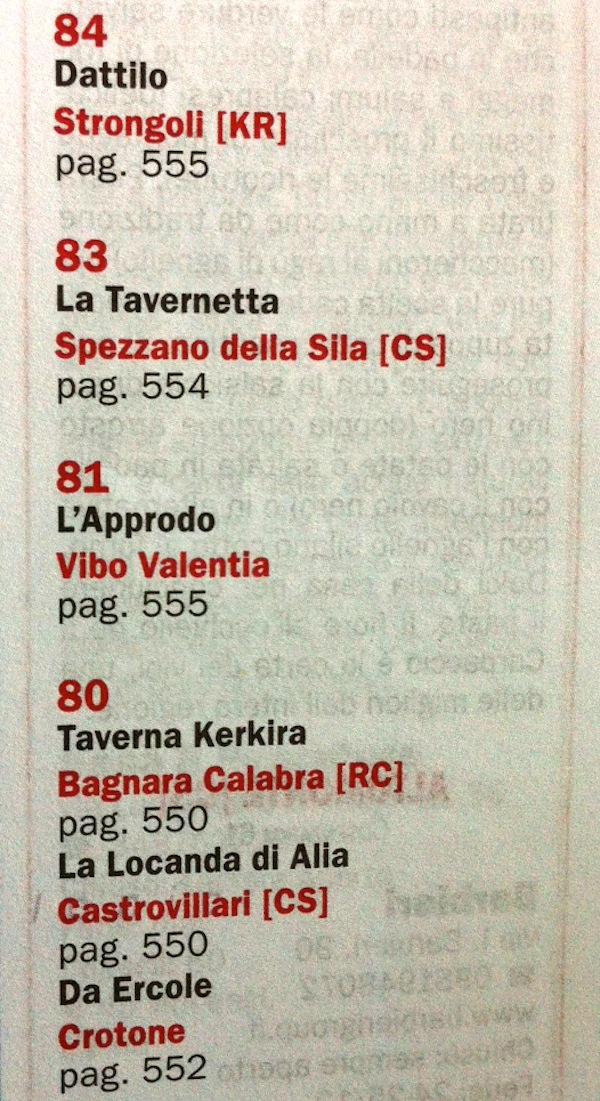Calabria guida, gambero rosso, 2013, calabria