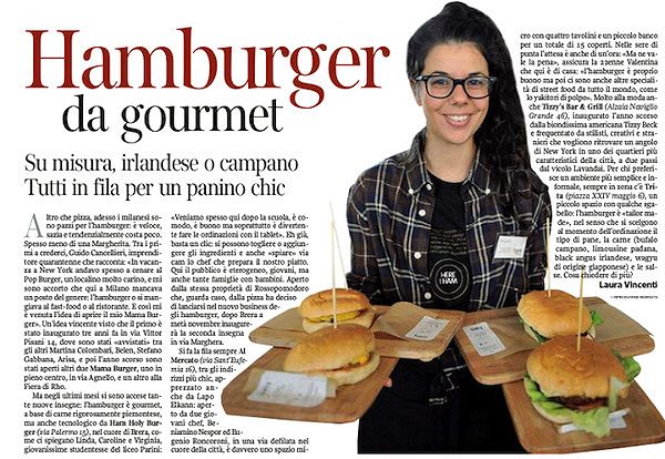 Hamburger gourmet, Corriere Milano