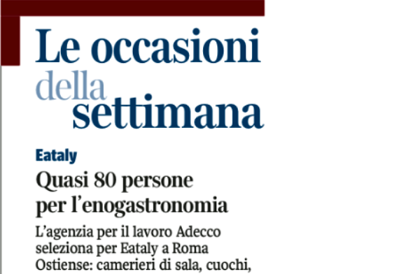 eataly, roma, offerta, lavoro
