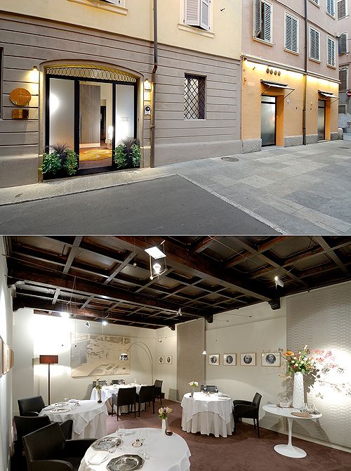 Esterno e interno dell'Osteria Francescana
