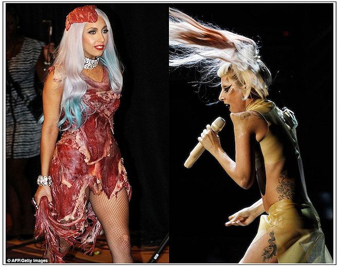 Il vestito di carne e il vestito d'uovo di Lady Gaga