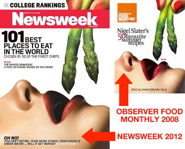 copertina newsweek, copertina observer, copiata, 101 posti dove si mangia meglio in italia