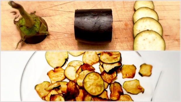 Melanzane tagliate e fritte