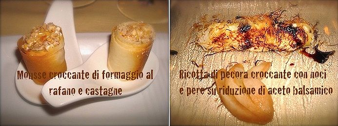 Due piatti del ristorante Le Tre Zucche