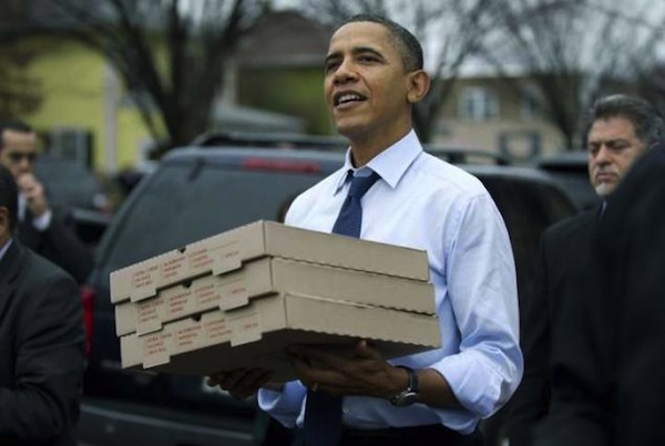 obama, pizza
